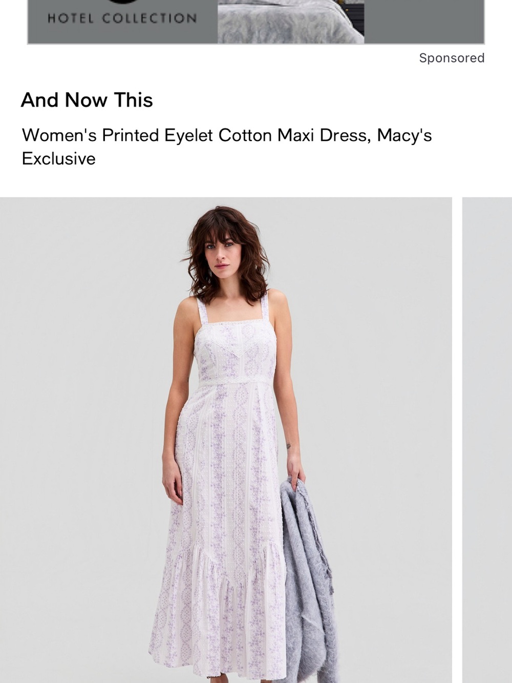 Macy's Lavender Printed Eyelet Maxi Dress